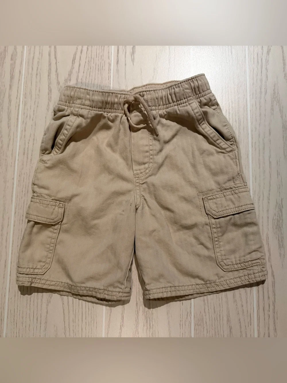OshKosh B’gosh Boys Size 6 Cargo Shorts 3pc Lot Pull On Khaki Green Gray Casual